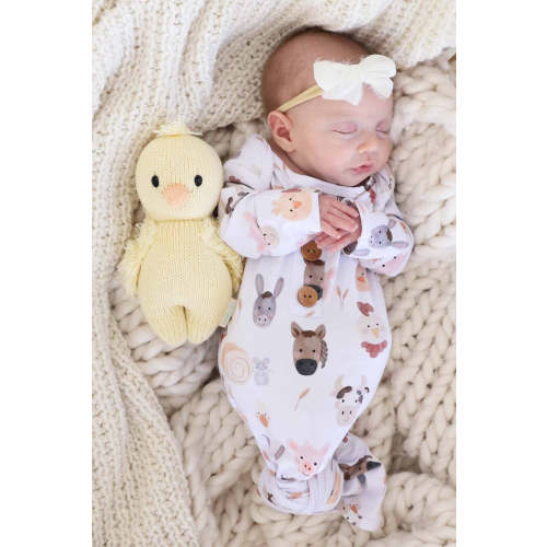 Barnyard Buddies Newborn Baby Knot Gown & Hat Set