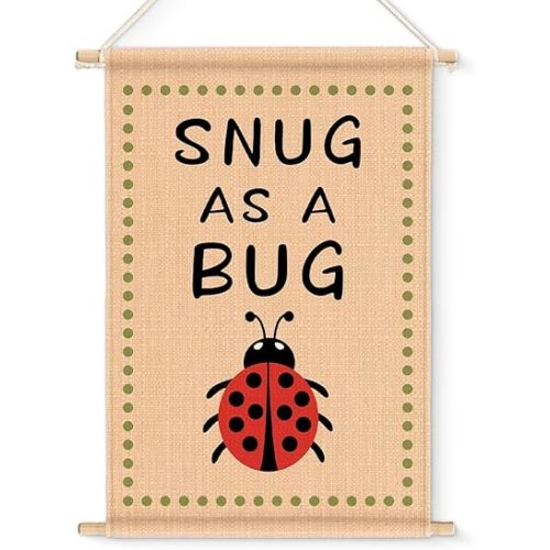Funny Nursery Wall Art Decor Kids Nursery Snug as a Bug Hanging Poster Print Toddler Girl Boy Baby Room Playroom Decoration