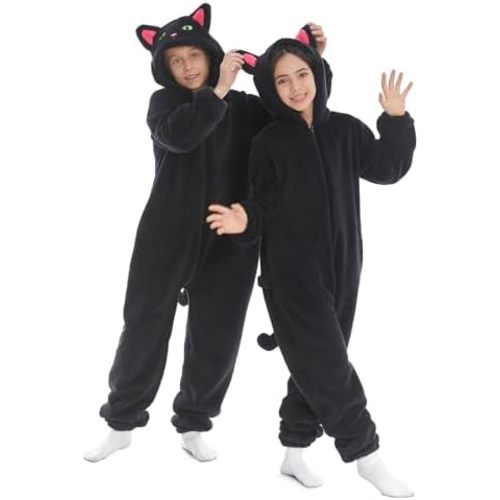 7-8 HSCTEK Fuzzy Teddy Fleece Child Onesies Pajamas - Kids Long Sleeve Zip Up Hooded Blanket Sleep - One Piece Costume