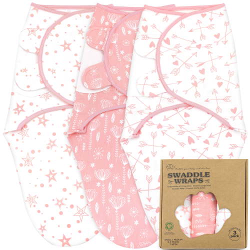 Bublo Baby Preemie Swaddles 4-7 lbs - 3-Pack Premature Babies Swaddle Sleep Sack - Organic Cotton - Premature Infant Sleeping Sack - Easy Adjustable Baby Swaddle Blanket Wrap