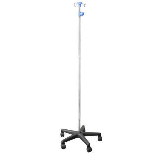 HealthSmart Heavy Duty IV Pole Stand, Adjustable, Stainless Steel, 43″–79″, 4-Prong, 5 Wheels, 45 lb Capacity