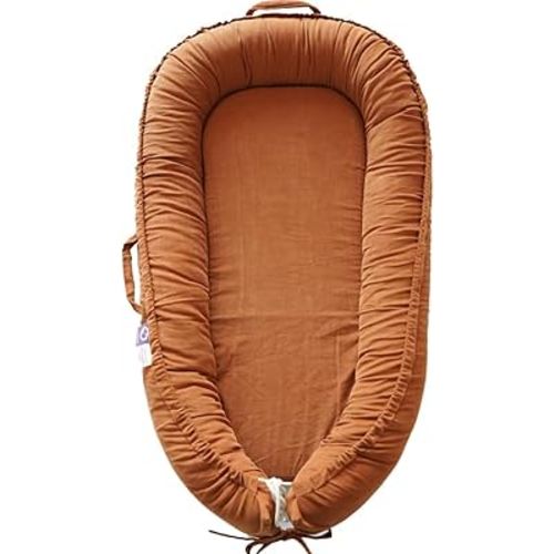 CooCooBaby Infant Lounger, Baby Nest Cover for Baby Girls & Boys, Newborn Essentials for Baby 0-18+ Months, 100% Cotton Breathable (GoldenBrown, Corduroy)