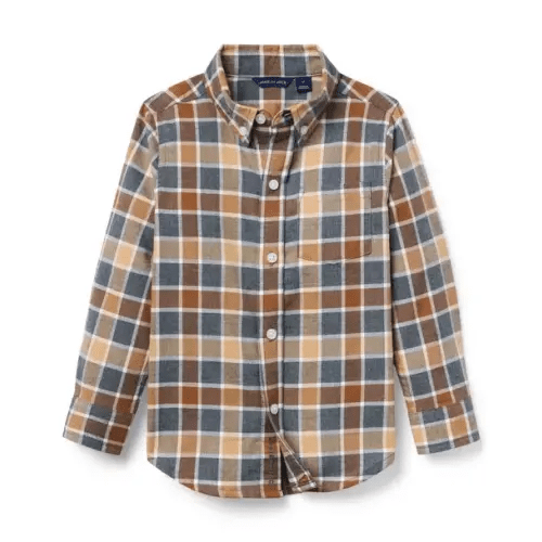 Boy Classic Tan Plaid Plaid Flannel Shirt by Janie and Jack