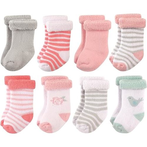 Hudson Baby Baby Girls' Cotton Rich Newborn and Terry Socks