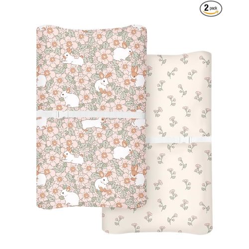 Changing Pad Covers 2 Pack, 32"x16" Baby Girl Boy Changing Table Pad Covers
