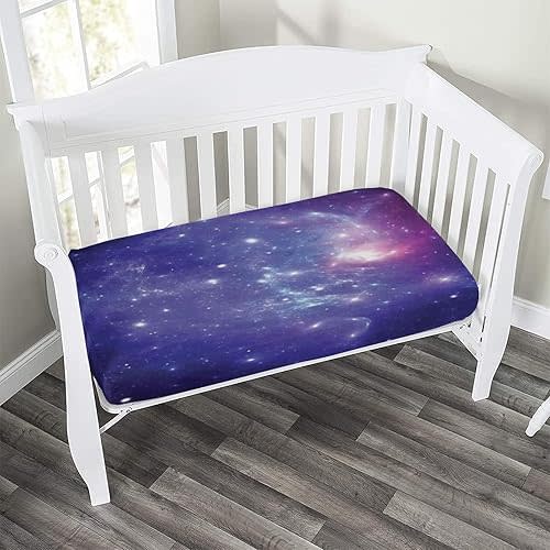 Decorative Crib Fitted Sheet,Space Decor Fitted Microfiber Baby & Toddler Universal Crib Sheets,28"x 52", Nebula Gas Cloud of Dust Spiral Expanse Planet Galaxy System Print Nursery Sheet