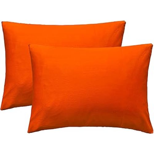 iMaylex Soft 100% Egyptian Cotton Zipper Closure Pillowcases, Cozy and Lightweight Pillow Case, Set of 2, Orange, King, 20" x 36"