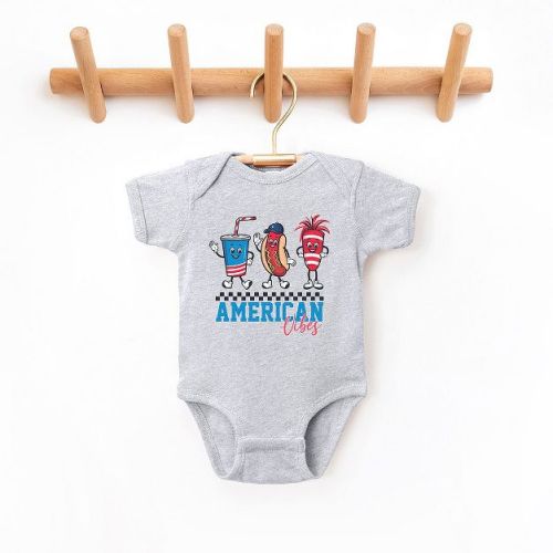 The Juniper Shop American Vibes Hot Dog Baby Bodysuit - Newborn - White