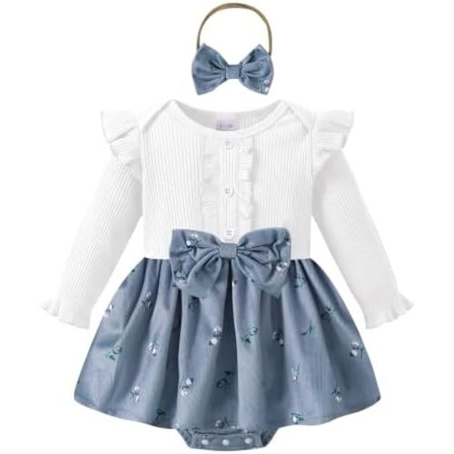 GEMLON Baby Girl Clothes Ruffle Romper Dress Fall Winter Outfit