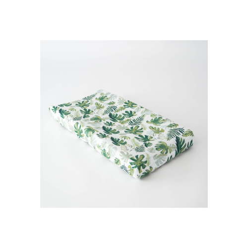 Cotton Muslin Changing Pad Cover - Tropical Leaf