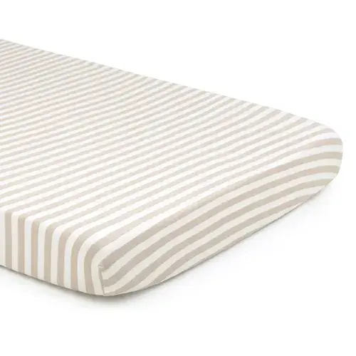 4Baby Fitted Sheet Portacot Stripes Natural | Baby Bunting AU