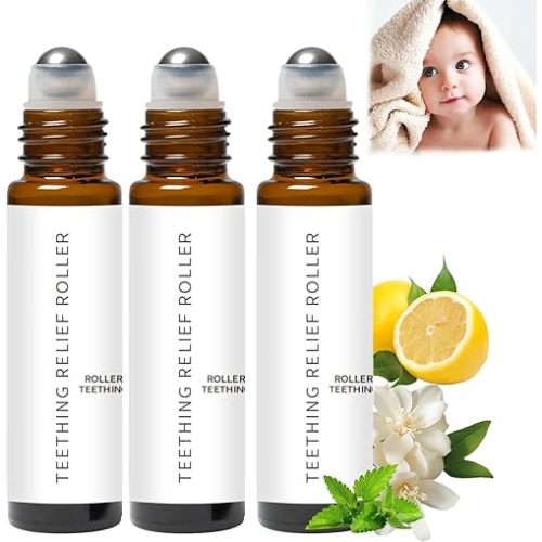 Teething Roller All Natural for Babies, A Thousand Roses Teething Roller Oil,Velaria Natural Pain Relief Roller (3pcs)