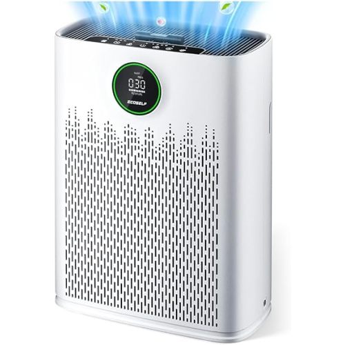 Air Purifiers for Home Large Room, Cover Up to 2400 Ft² with True HEPA Filter, Smart Mode, PM2.5 Air Quality Display, 22dB Sleep Mode, Aromatherapy with 2X-Purification & 360°Air Outlet, HAP603, White