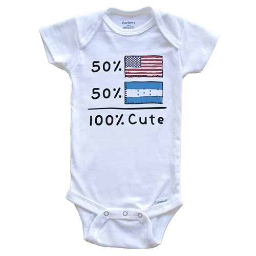 Really Awesome Shirts 50% American 50% Honduran 100% Cute Honduras USA Flags One Piece Baby Bodysuit