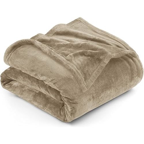 Utopia Bedding Fleece Blanket Queen Size Camel 300GSM Luxury Fuzzy Soft Anti-Static Microfiber Bed Blanket (90x90 Inch)