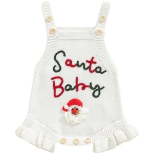 Baby Girl Fall Outfits Newborn Sleeveless Knit Sweater Romper Floral/Bee Onesie Cute Winter One Piece Knitted Outfit