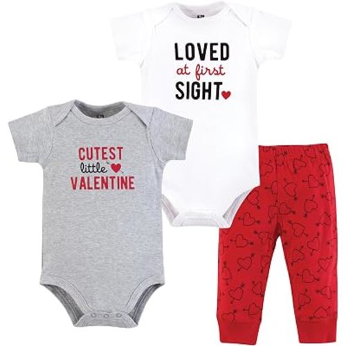 Hudson Baby Unisex Cotton Bodysuit and Pant Set, Cutest Valentine, 3-6 Months