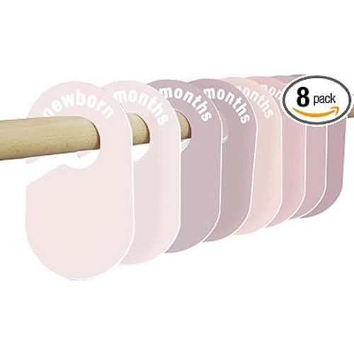 8 Pack Baby Closet Dividers – Pure Green Nursery Organizer for Baby Clothes 0-24 Months, Closet Size Markers, Baby Clothing Organizer for Nursery (blush)
