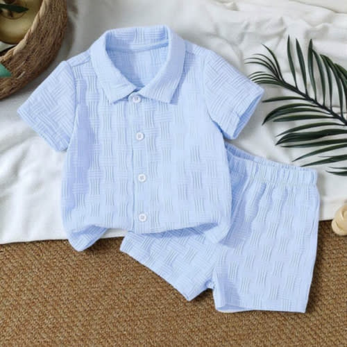 SHEIN Vintaside Kids 2pcs Textured Shirt And Shorts Street Fashion Outfit For Baby Boys | SHEIN USA