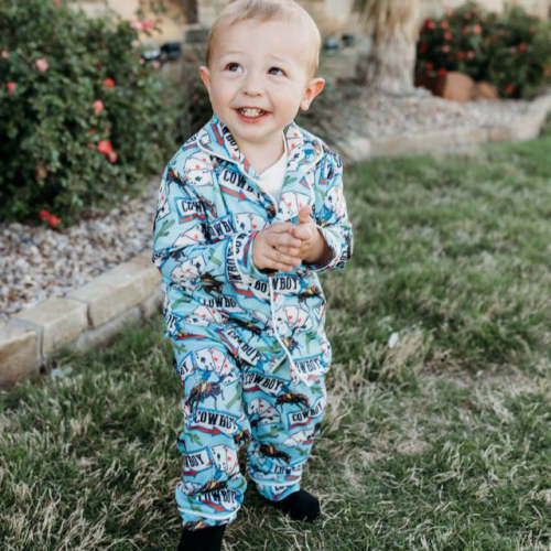 Vegas Cowboy Boys LS PJs, (0-18M)