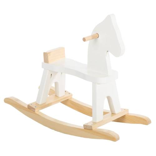 Toddler Rocking Horse, Natural & WHITE - Amish Handcrafted
