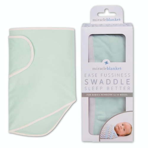 Miracle Blanket Swaddle Wrap - Boy, Girl, or Neutral Receiving Baby Blanket - Soft, Wearable Sleep Sack Essential for Newborns and Infants (Green With Beige Trim)