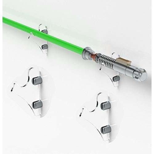 WANLIAN lightsaber rack, wall-mounted lightsaber rack, suitable for swords, 1 pair of lightsaber sabers (Transparent)