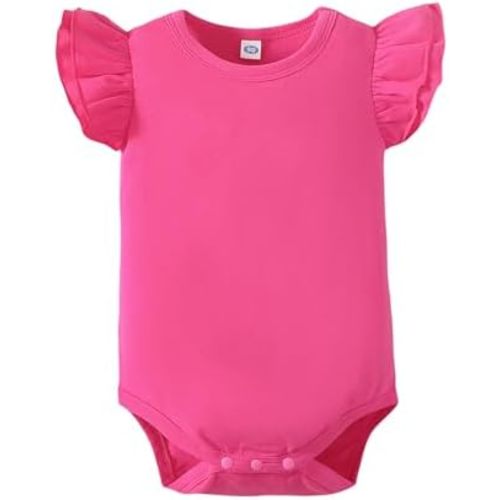 Magic Park 0-24M Infant Girl Romper Baby Girls Solid Color Bodysuit Toddler Ruffle Jumpsuit Shirts Casual Tops Baptism Shirt