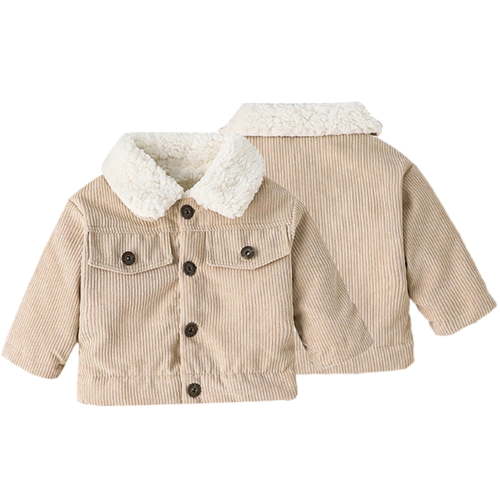 Esaierr Boys Girl Corduroy Jacket Baby Newborn Winter Coat Fleece Button Warm Cotton Outwear Jacket for 3M-3Y