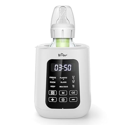 Bear Baby Bottle Warmer, Milk Warmer Breastmilk Bag Formula Fast Warming for New Born Baby Bottles, with Time Temp Control Automatic Shut Off at Home Use