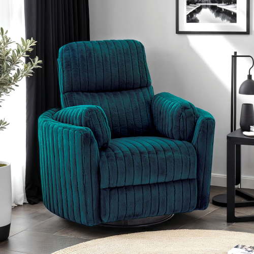 LITVZ Power Swivel Rocker Recliner for Adults, Cozy Corduroy Recliner Chair with 2 Pillows for Bedroom, Electric Glider Rocking Nursery Chairs for Living Room
