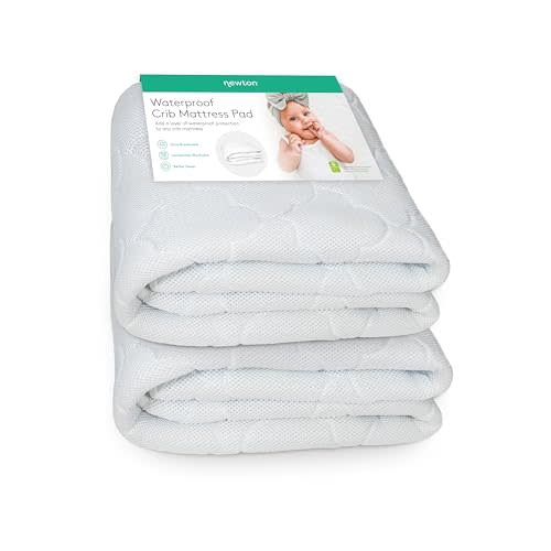 Newton Baby Waterproof Crib Mattress Pad | Ultra-Breathable Quilted Layer for Comfort & Universal Fitted Skirt for Secure Fit | Machine Washable | Crib Mattress Protector Pad Waterproof, 2 Packs
