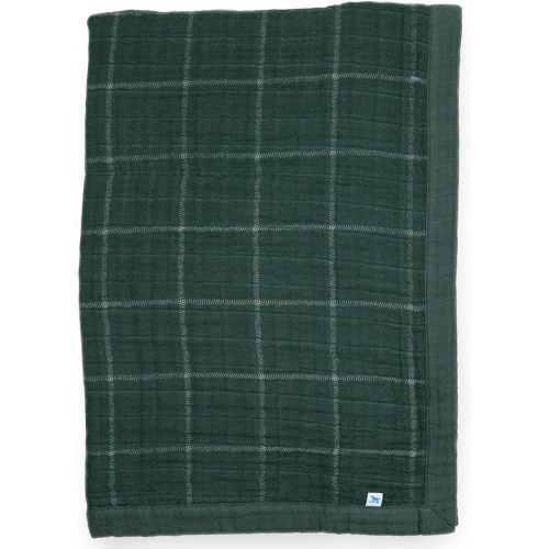 Little Unicorn Evergreen Plaid Cotton Muslin Quilt Receving Blanket | 100% Cotton | Super Soft | Babies and Toddlers | 30" x 40" | Machine Washable