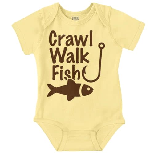Brisco Brands Crawl Walk Fish Hunt Outdoor Lover Baby Romper Boys or Girls