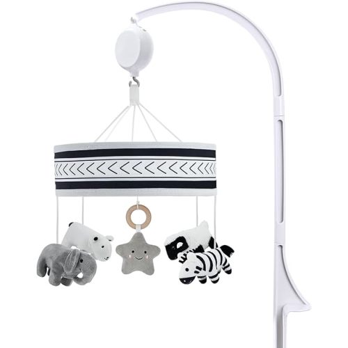 Lovvie & Joy Baby Crib Mobile,Mobile for Crib with 35 Lullabies and Stuffed Animals Hanging Toys for Newborns Boys and Girls,Black & White Animals Nursery Decor