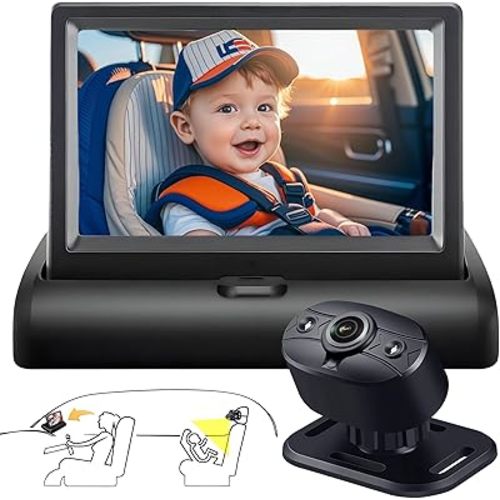 YIMU Baby Car Camera for Backseat: Rear-Facing Infant Back seat Camera Baby with HD 720P, Easy Setup, Crystal-Clear Night Vision, and 360° Rotation KB40