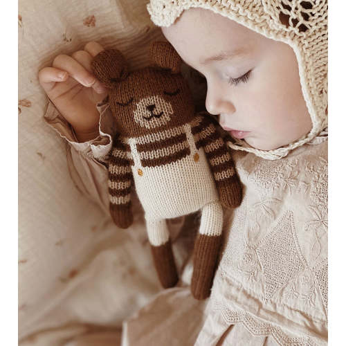 Teddy Soft Toy - Ecru Overalls | Organic Zoo