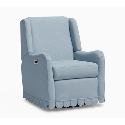 Merced Power Scalloped Recliner Heathered Chenille Chambray