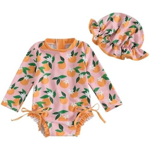 Baby Girl Swimsuit Baby Girls Long Sleeve One Piece Swimsuit Romper Infant Bathing Suit Baby Girl Beach Rash Guard