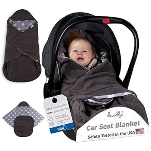 Car Seat Blankets for Babies Winter - Stroller Footmuff Carseat Cover Baby 5 Point Harness - Swaddle Bunting Bag (Grey)