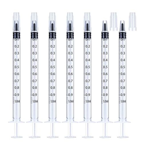 1ml Syringe Without Needle, 1ml Syringe for Liquids, Syringes for Scientific Labs, Measuring Liquids, Feeding Pets, 12 Pack Packaged