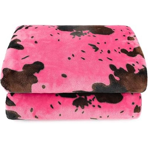 Soft Fleece Baby Blanket, Warm Fuzzy Pink Throw Blanket for Kids Toddlers Crib Stroller, Cute Room Decor & Birthday Gifts for Girls Boys 40x50 Inches