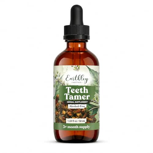 Earthley Wellness Teeth Tamer, Teething Relief for Babies & Kids, Organic Herbal Formula, Soothes Drooling, Gum Discomfort & Irritability, Sugar-Free, 3+ Month Supply (1.69 oz Glass, 500 doses)