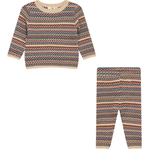 Multi Color Knitted Long Set Black/Multi Color - Apricot | Maisonette