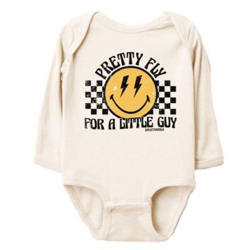 The Juniper Shop SmileyWorld Pretty Fly For A Little Guy Long Sleeve Bodysuit - 6M - Natural