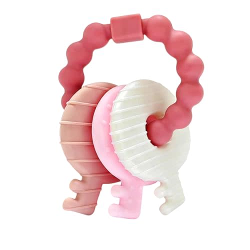 YAPROMO Baby Teething Keys - Soft Silicone Keys Teether, Cute Chew Toys for 3-18 Months Infants & Toddlers, Perfect for Baby Girls, BPA Free