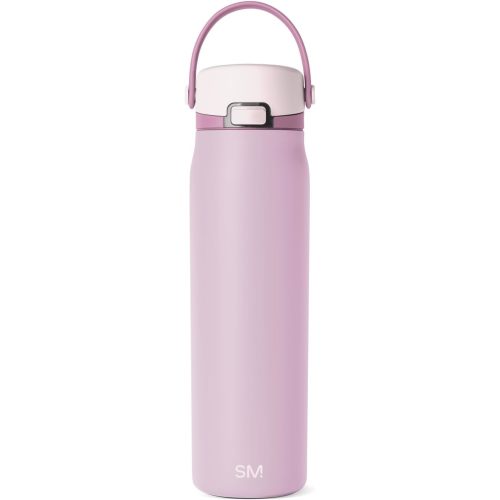 Simple Modern Mesa Sport Water Bottle with Covered Chug Lid | 24oz Cup Holder Friendly Insulated Stainless Steel Bottle for Gym, Sports and Travel | Pink Rosé