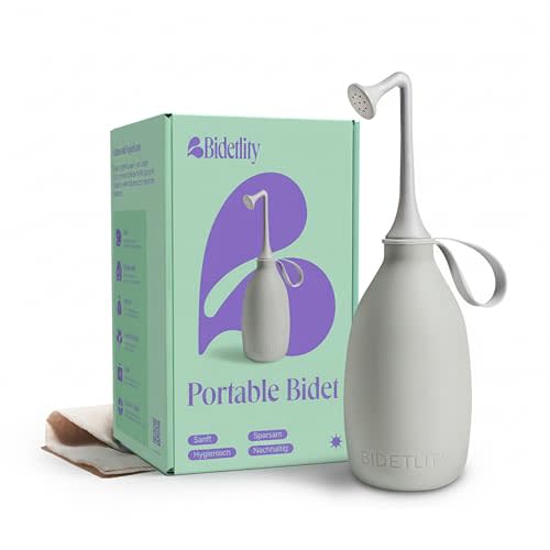 Portable Bidet, Peri Bottle, Travel Bag, BPA Free, Grey | Bidet Sprayer, Handheld Intimate Shower, Replaces Wet Wipes, Saves Toilet Paper, Travel Bag Included