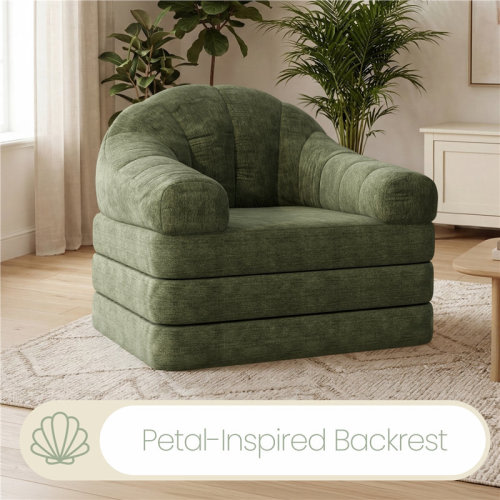 Latitude Run® 2-in-1 Folding Accent Chair, Plush Convertible Bean Bag Chair to Floor Sleeper, Multi-Functional Single Sofa Bed for Living Room & Small Spaces & Reviews | Wayfair