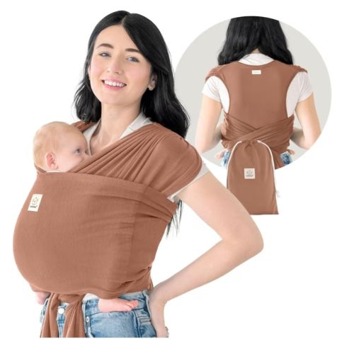 KeaBabies Baby Wrap Carrier Ring Sling - Easy to Wear, Adjustable D-Lite Baby Carrier Newborn to Toddler, Infant Carrying Shirt, Hands Free Bonding, Breathable Fabric Wearing Wrap (Terracota)